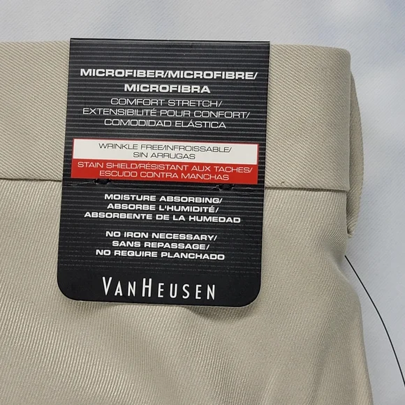 Van Heusen 40X32 Microfiber Comfort Stretch Taupe No Iron Dress Pants Cuffed NWT - Picture 4 of 7